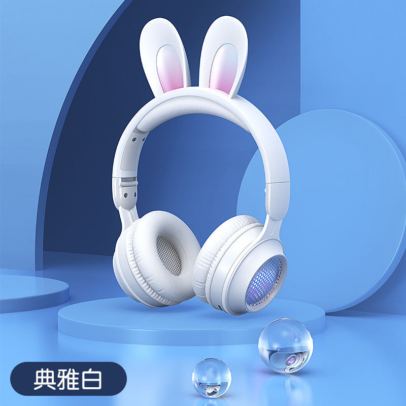 [New] cross-border KE-11 rabbit ears headset Bluetooth headset LED luminous wireless with microphone children's headphones