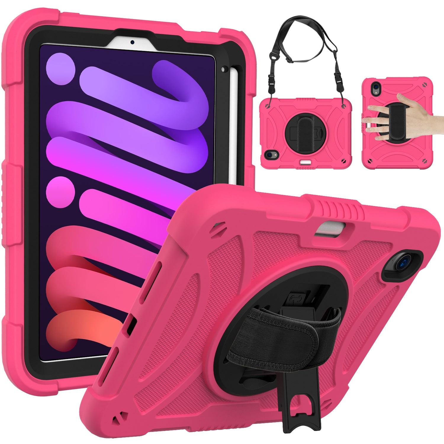 Cross-border applicable iPad mini6 tablet children 360 ° rotational and shatter-resistant silicone case with Pen slot protective case