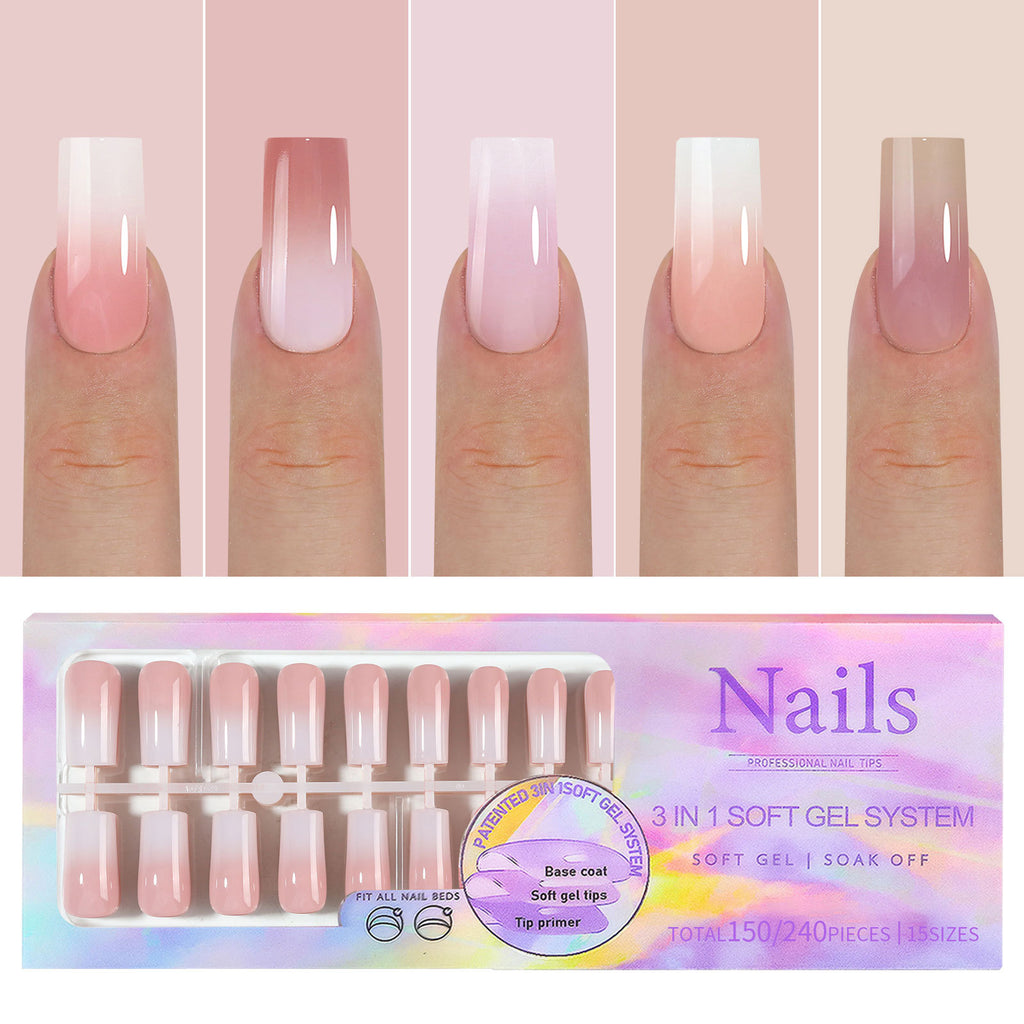 Cross-border nail wear nail gradient seamless wear nail detachable nail French wear nail fake nail patch