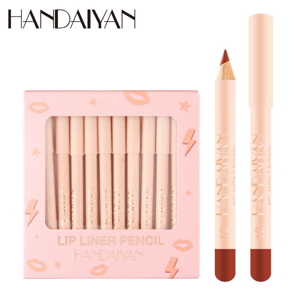 Cross-border 12 matte lip liner suit handaiyan velvet non-fading hook line lip pencil lipstick pen suit