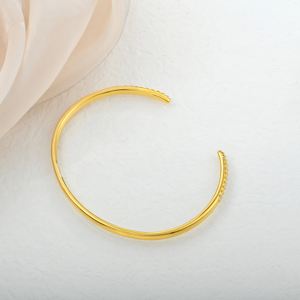 All-matching s925 silver 18K gold plating zircon opening bangle bracelet jewelry foreign trade cross-border jewelry silver accessories processing