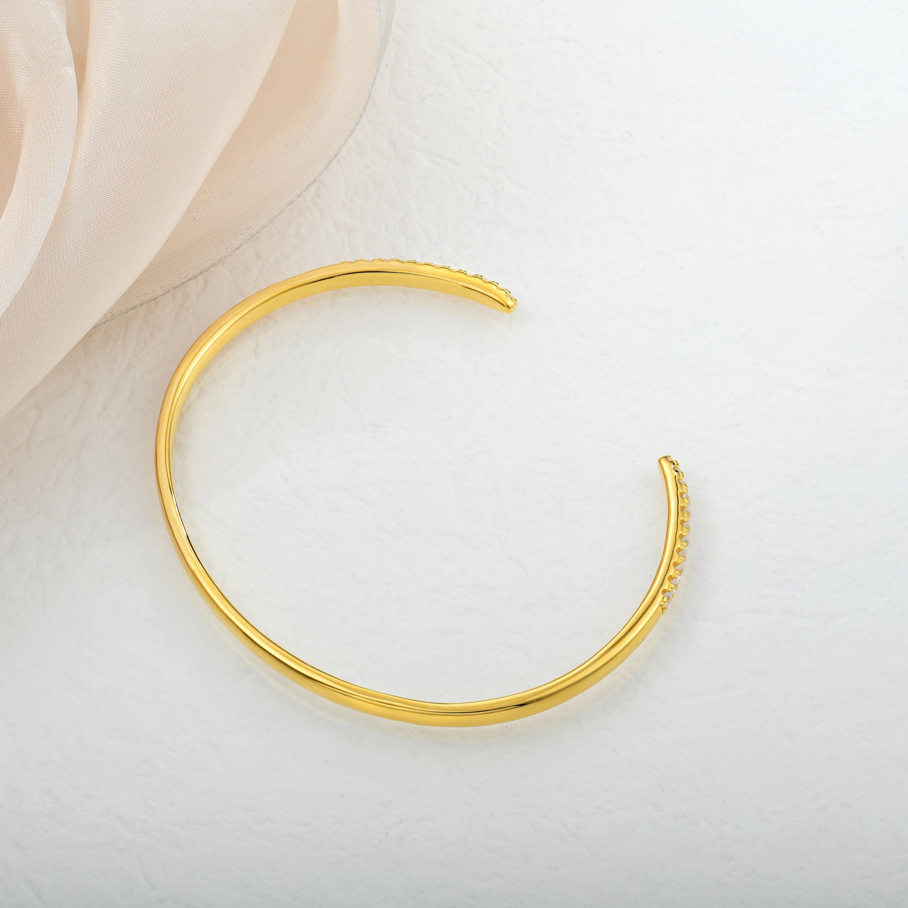 All-matching s925 silver 18K gold plating zircon opening bangle bracelet jewelry foreign trade cross-border jewelry silver accessories processing