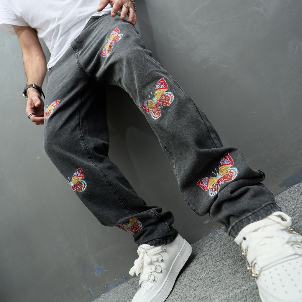 Foreign trade men's jeans trousers high elastic ripped slim jeans men AliExpress men's jeans