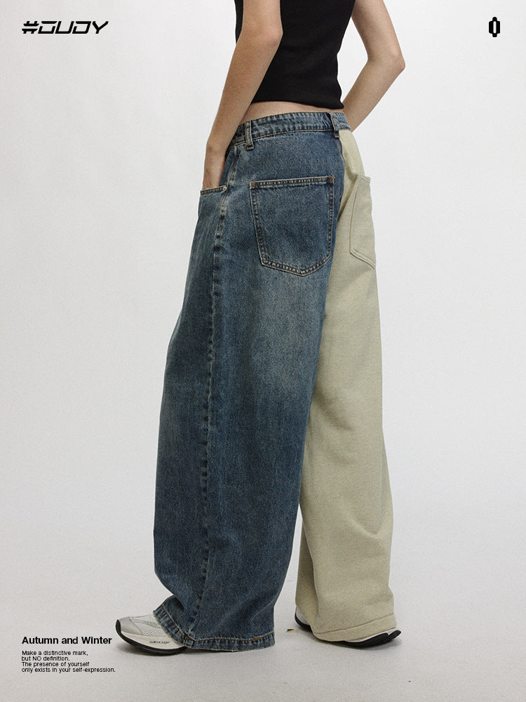 # OVDY new jeans men's retro distressed washed 420g autumn and winter velvet padded plus size denim trousers