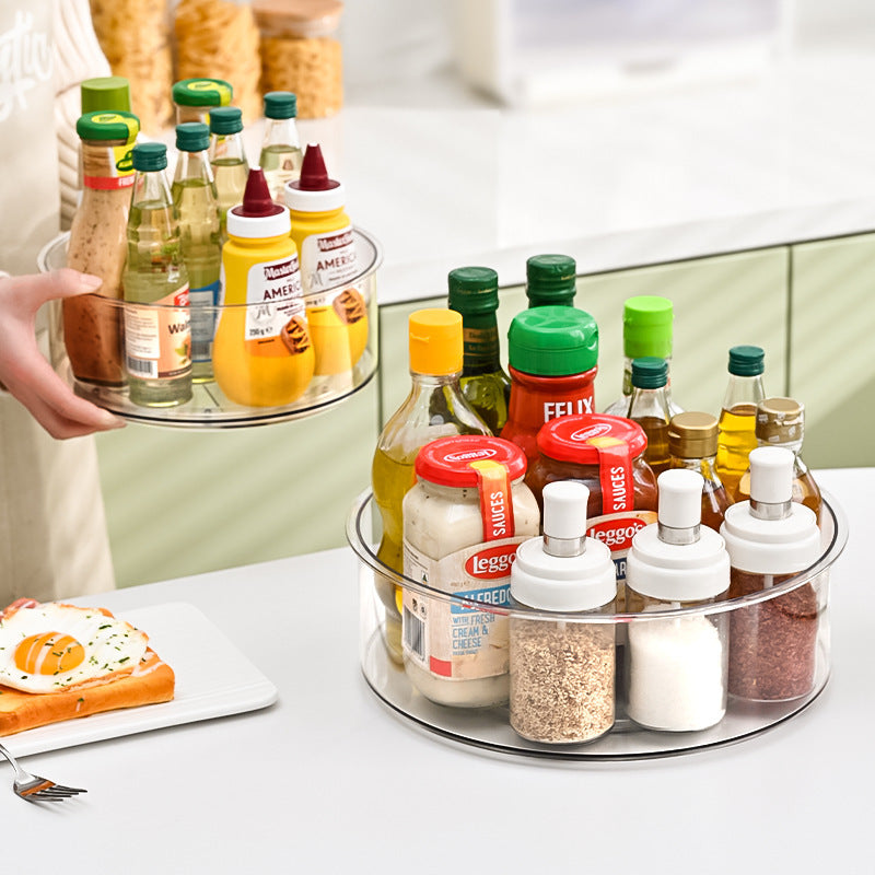 Cross-border rotating seasoning rack desktop storage box household storage rack Bathroom Storage Basket Turntable Kitchen Storage Rack