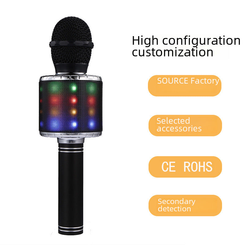 Cross-border direct supply WS858L wireless Bluetooth mobile phone karaoke capacitor microphone stereo microphone integrated live streaming equipment