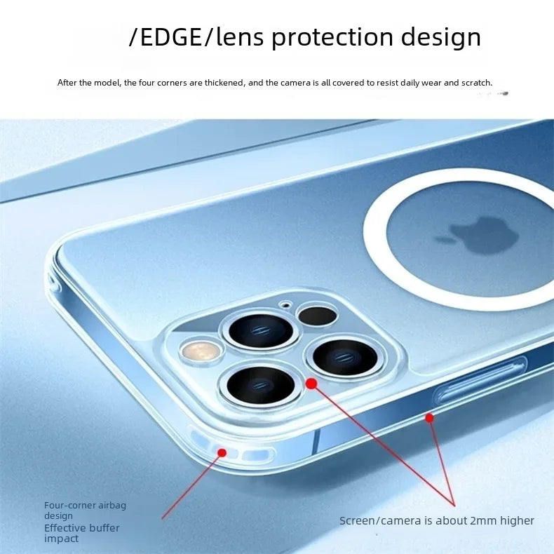 Applicable to IPHONE15 frosted glass phone case Magsafe magnetic charging transparent protective cover for Apple 14PRO