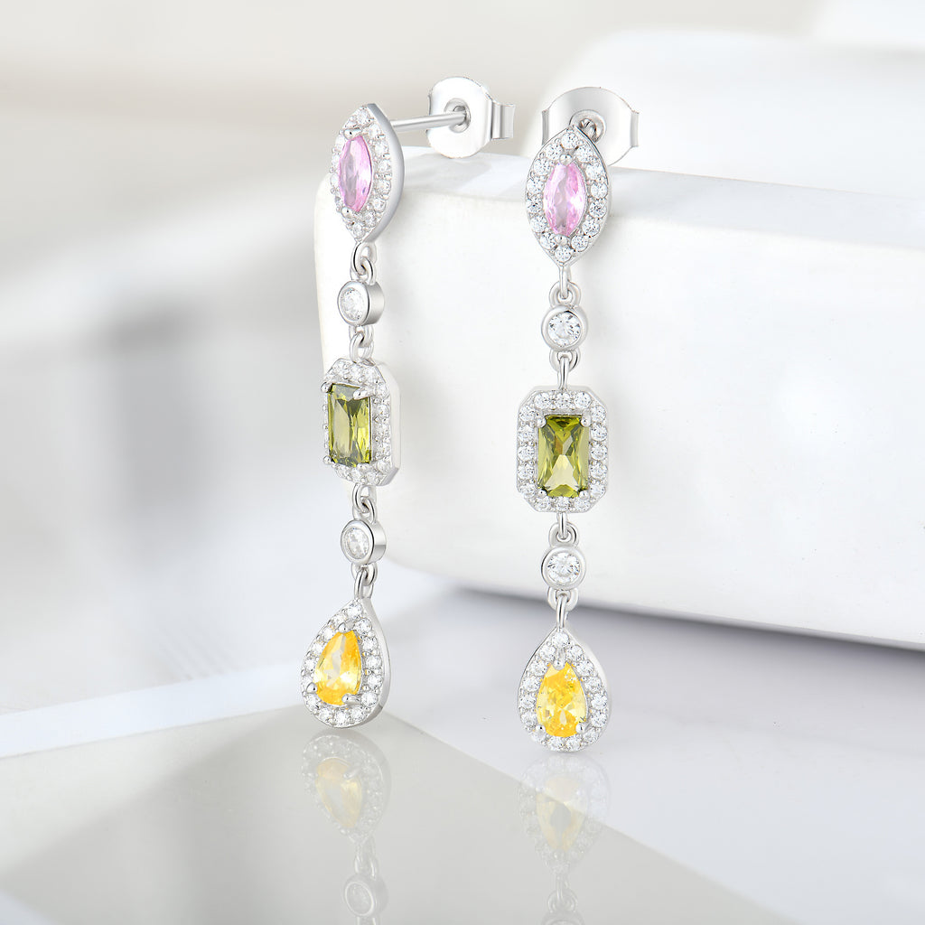 ins style light luxury jeweled earrings earrings S925 sterling silver earrings ear hanging foreign trade cross-border jewelry silver accessories processing