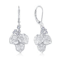 Retro distressed leaf-shaped earring S925 silver female zircon ear hook ear rings foreign trade cross-border jewelry silver accessories processing
