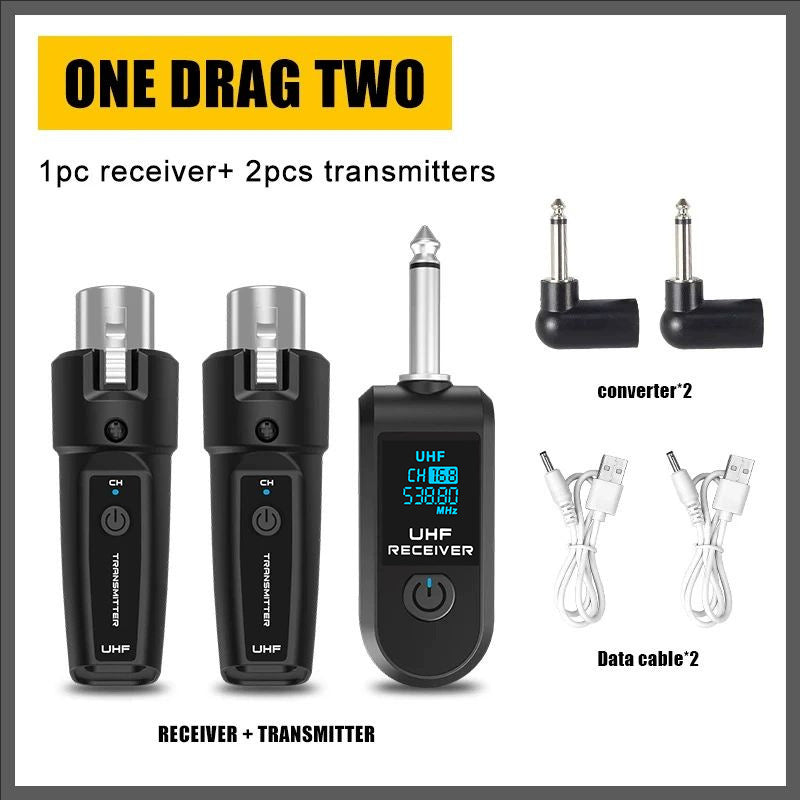 Moving coil wired conversion wireless microphone system Transmit Receive unit musical instrument handheld electrical blowpipe guitar amplifier grenade