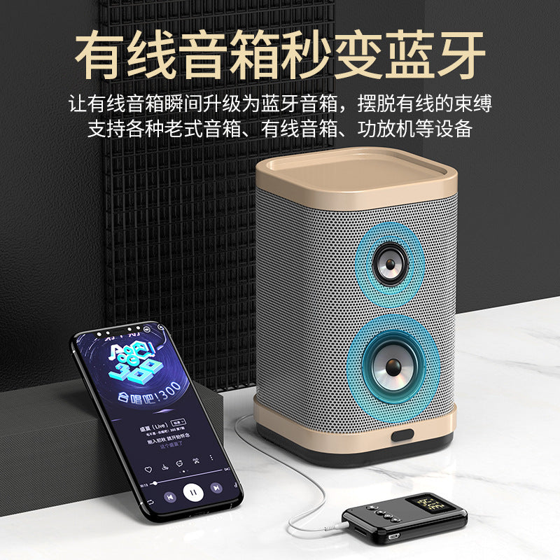 Cross-border private model Bluetooth 5.0 receiver transmitter two-in-one adapter computer visual Speaker car FM