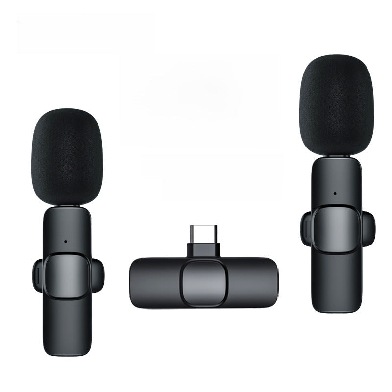 Hot Selling product wireless lavalier microphone K1 one drag two Tik Tok live stream Intelligent Noise reduction wireless mini microphone
