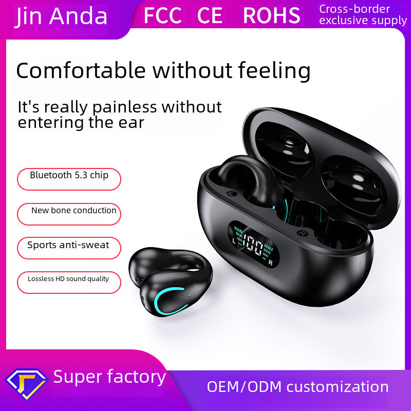 Cross-Border Wireless Bluetooth headset non in-ear ear clip ear hook earphones noise reduction best-seller on Douyin applicable Huawei earphone