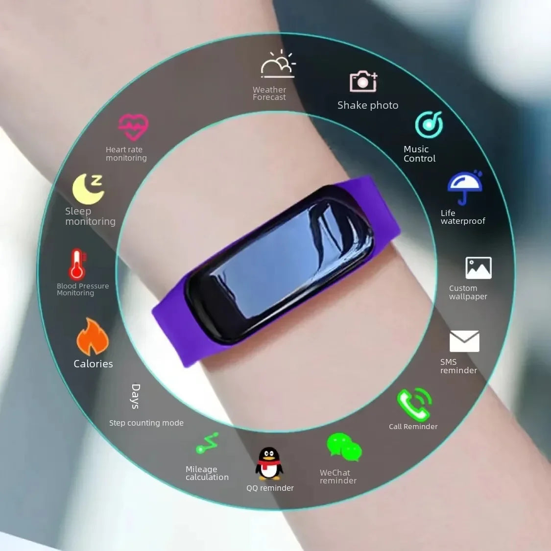 Multifunctional Sports Smart Bracelet – Blood Pressure, Heart Rate & Sleep Monitor