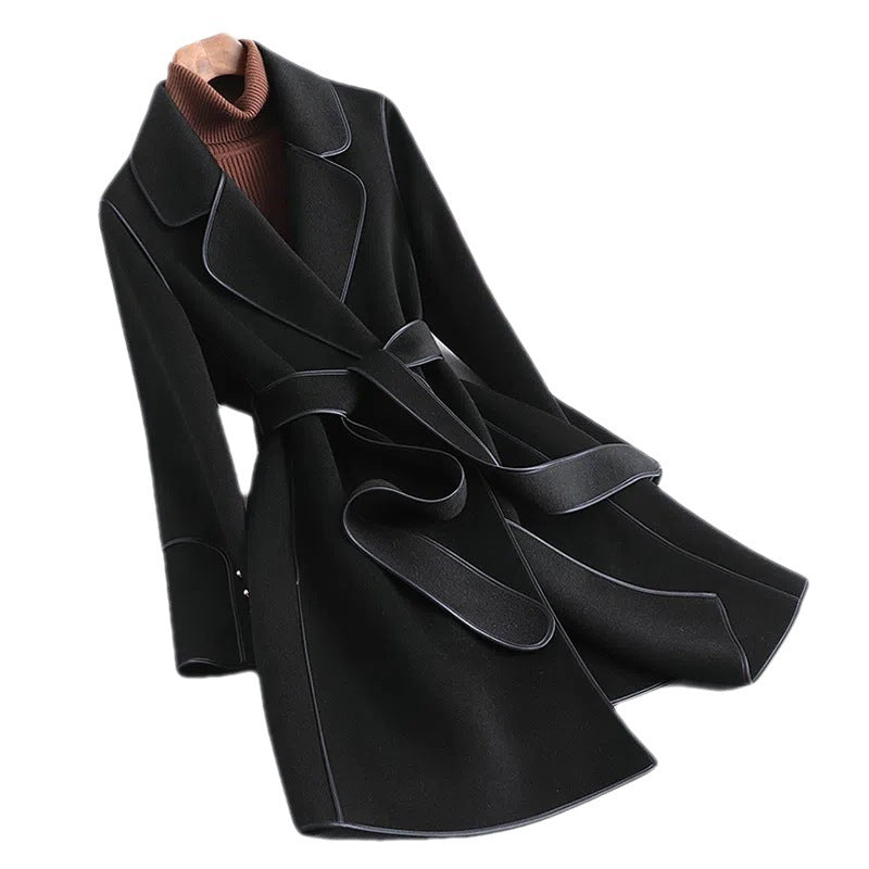 Quality 2022 winter Hong Kong style artistic retro super long sleeve pile collar women's woolen coat factory wholesale