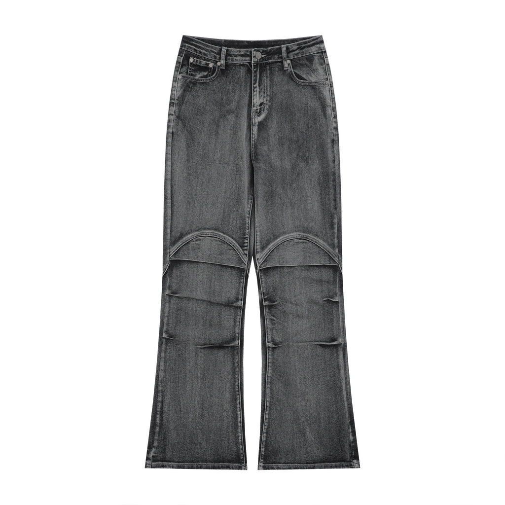 OREETA Retro Patchwork Washed Jeans American Straight Jeans