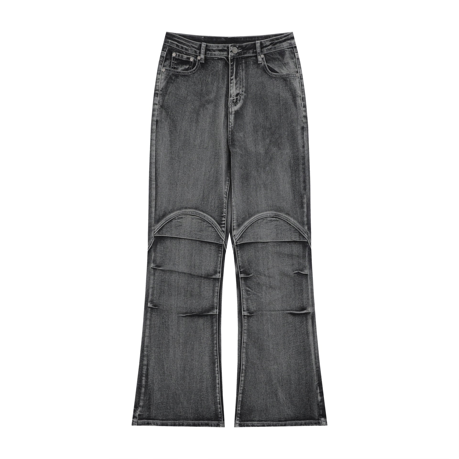 OREETA Retro Patchwork Washed Jeans American Straight Jeans