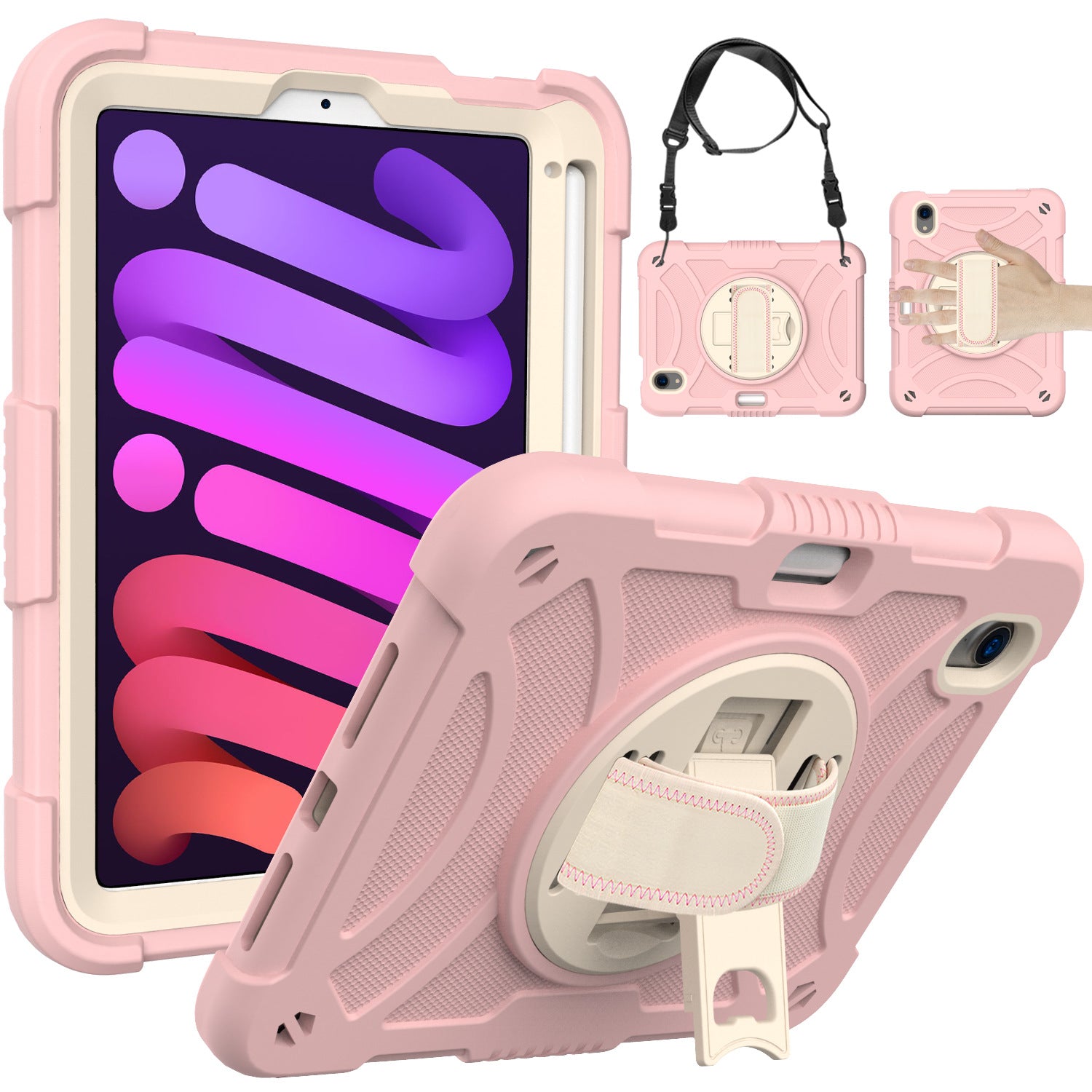 Cross-border applicable iPad mini6 tablet children 360 ° rotational and shatter-resistant silicone case with Pen slot protective case