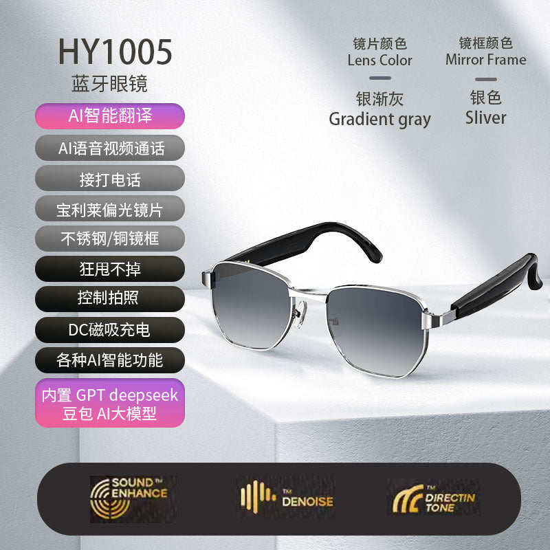 AI Smart Sunglasses – Real-Time Translation, Bluetooth & Music
