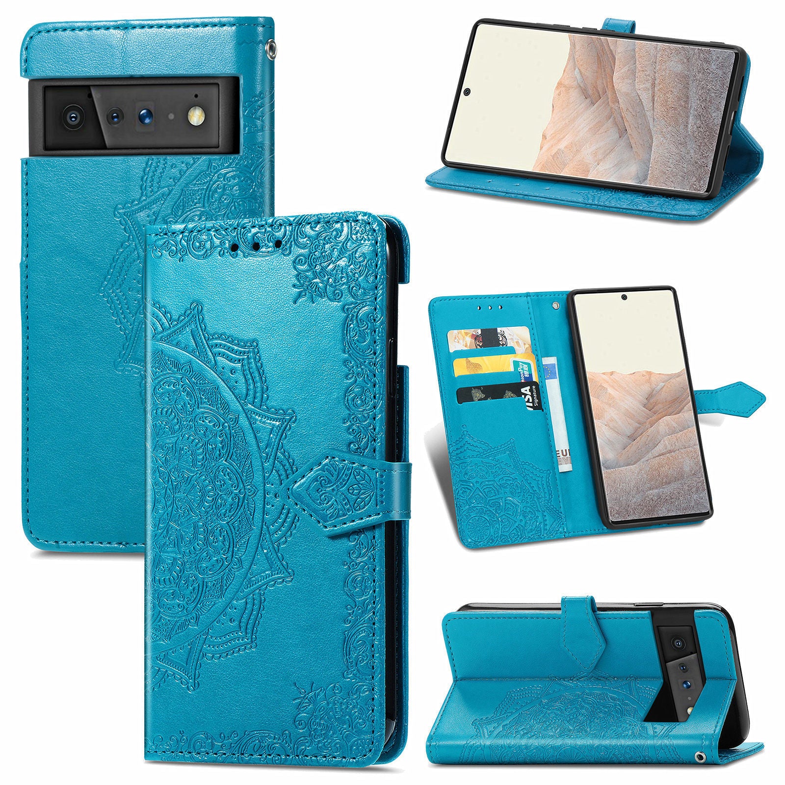 Applicable to Google pixel6 mobile phone leather case with card slot Google Pixel 6Pro flip leather printing leather case