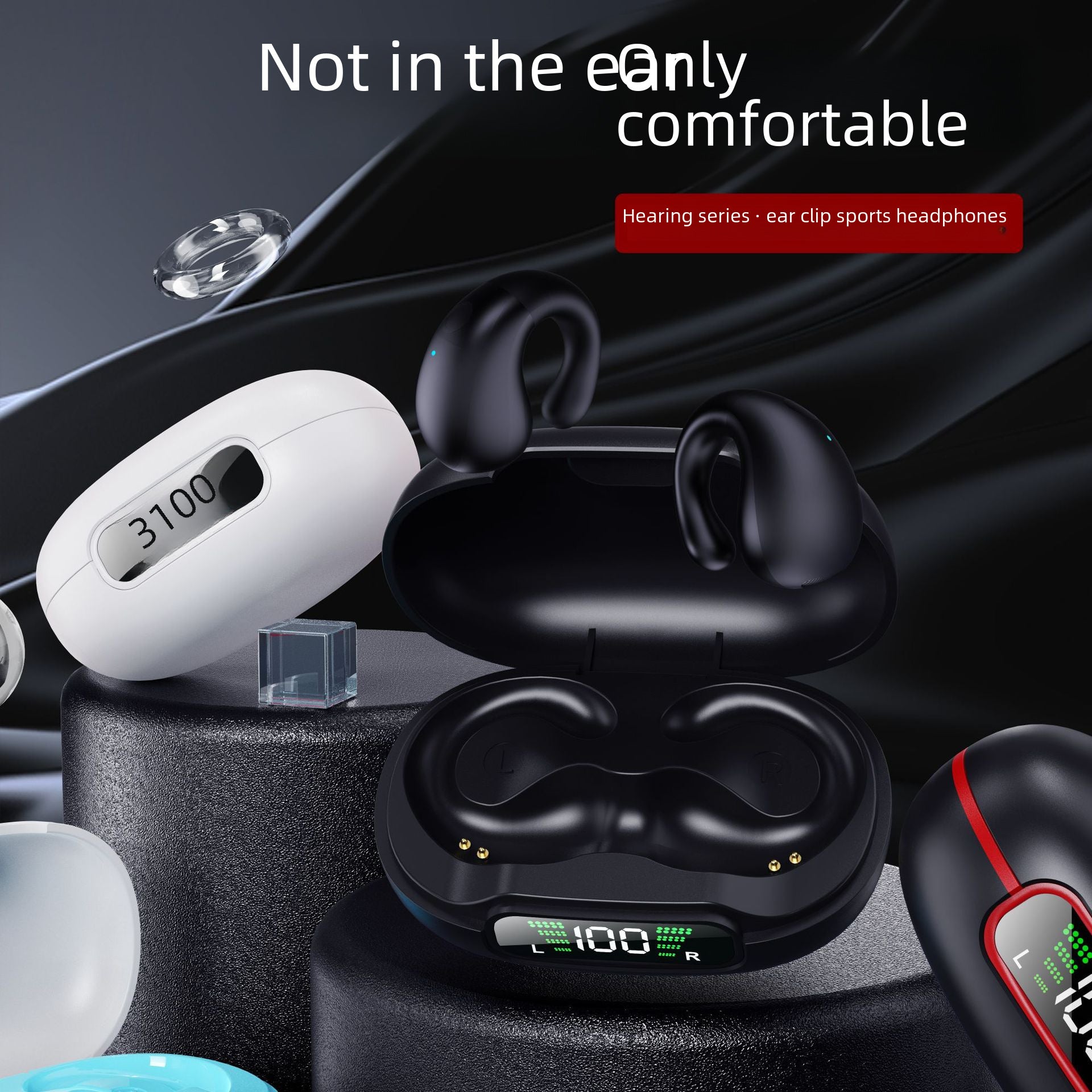 Cross-border Bluetooth headset noise reduction non in-ear wireless sports large power Huaqiang North Africa bone conduction clip-on headset