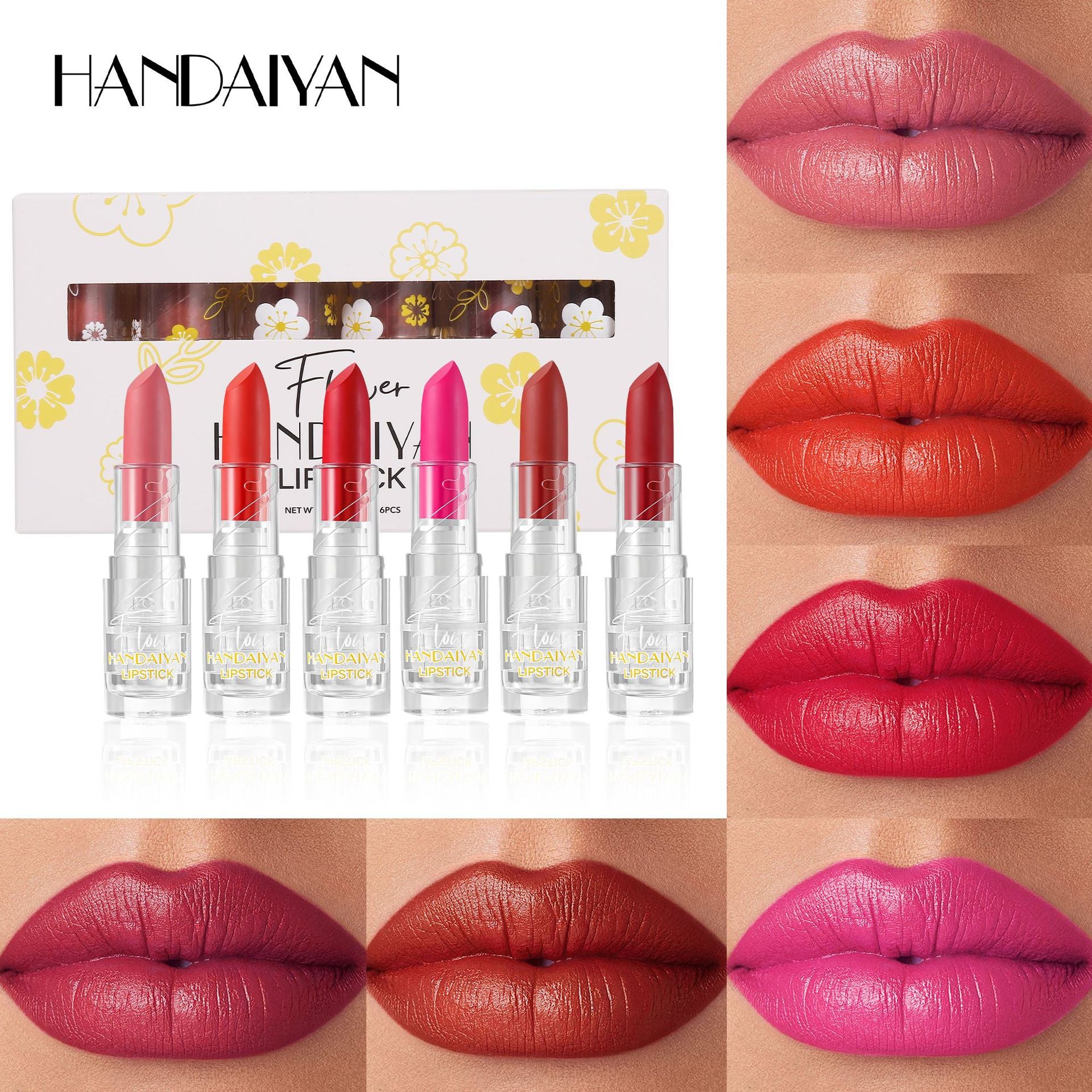 Matte Lipstick Kit 6 colors long-lasting moisturizing non-fading handaiyan moisturizing matte surface cross-border lipstick kit
