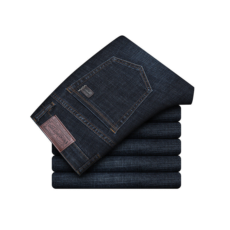 Spring and Autumn men's jeans slim straight business casual trousers men's stretch washed jeans wholesale