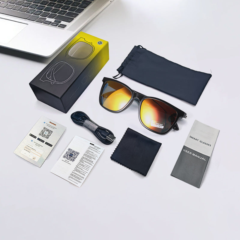 Cross-border Bluetooth glasses smart glasses driving music audio sunglasses set of glasses replaceable optical lens polarized sunglasses
