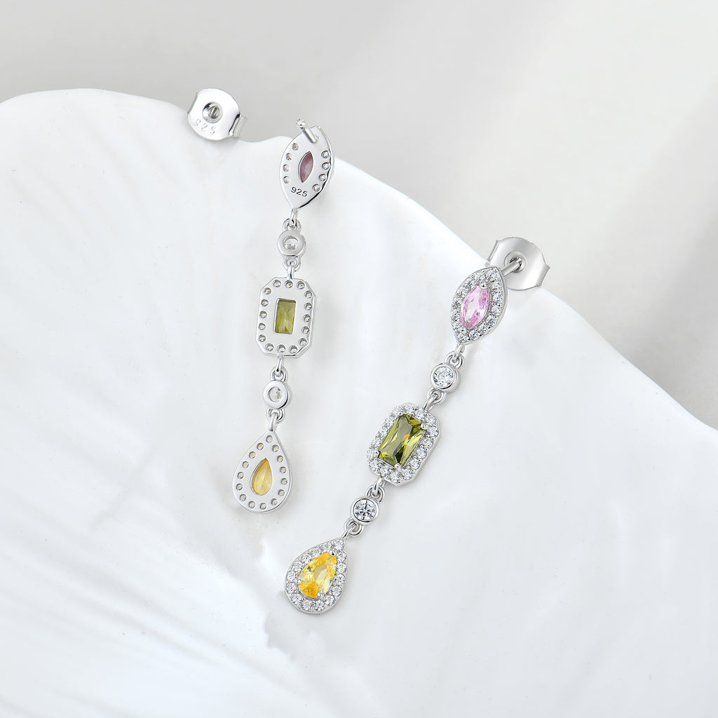 ins style light luxury jeweled earrings earrings S925 sterling silver earrings ear hanging foreign trade cross-border jewelry silver accessories processing