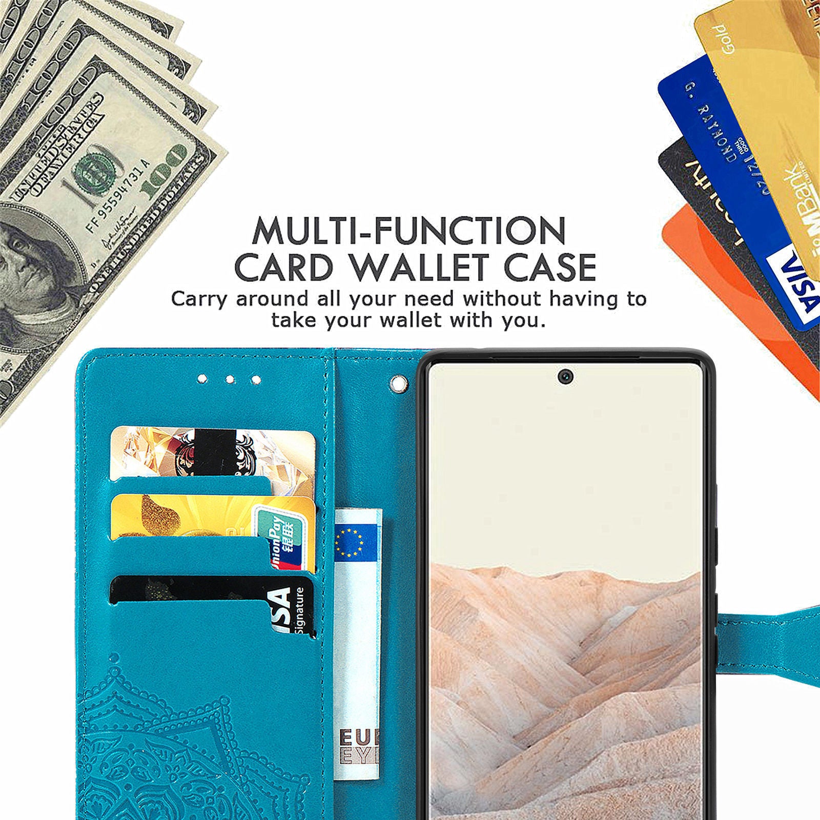 Applicable to Google pixel6 mobile phone leather case with card slot Google Pixel 6Pro flip leather printing leather case