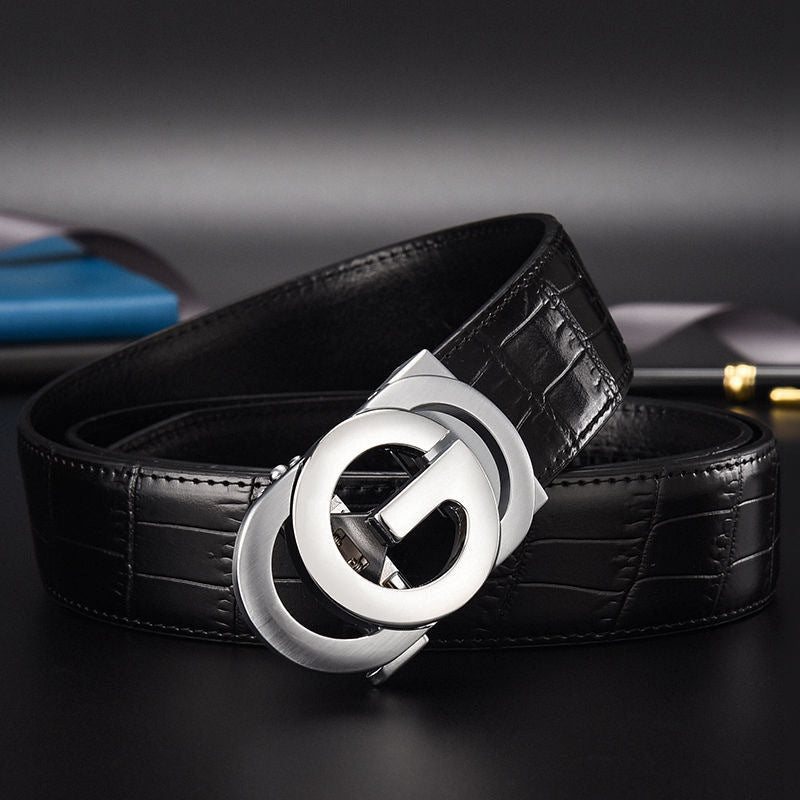 Cross-border foreign trade Hot Sale men's leather belt crocodile pattern Comfort Click belt cowhide G word pant belt fashion business simplicity