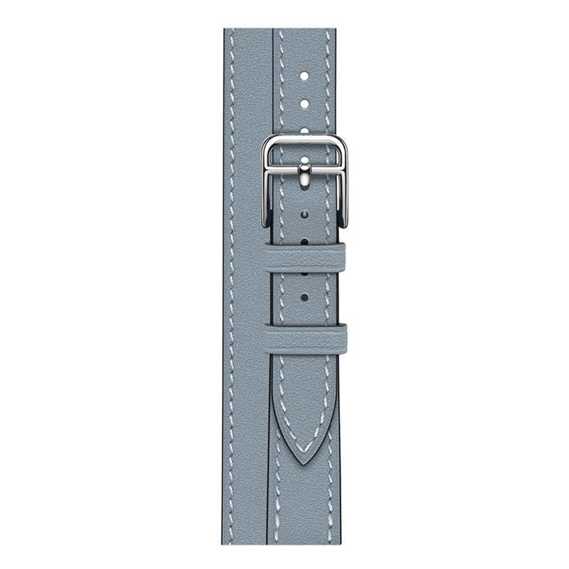 Genuine Leather slimming strap for Apple Watch iwatch8/7/6/5/4/3/SE double circle small waist strap