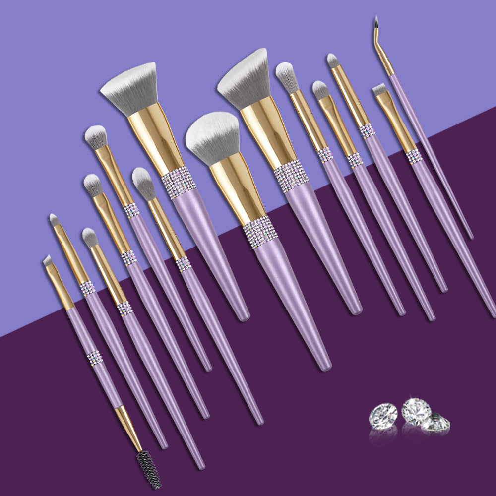[Biyouyi new] 14 lilac purple makeup brushes suit full set of professional super soft fur makeup brushes cross-border