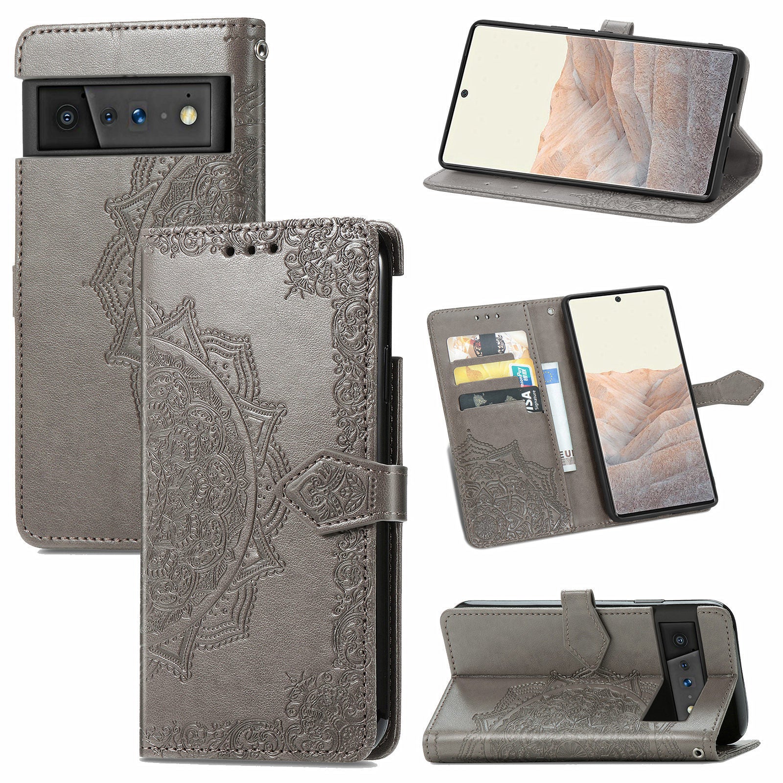 Applicable to Google pixel6 mobile phone leather case with card slot Google Pixel 6Pro flip leather printing leather case