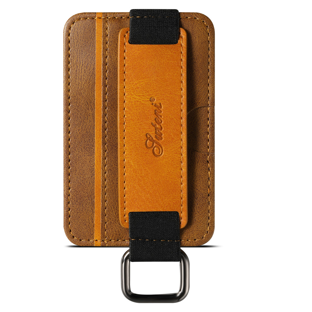 Suitable for apple leather PU Samsung bracket wrist strap Google Huawei Xiaomi 3M adhesive self-adhesive phone case card holder