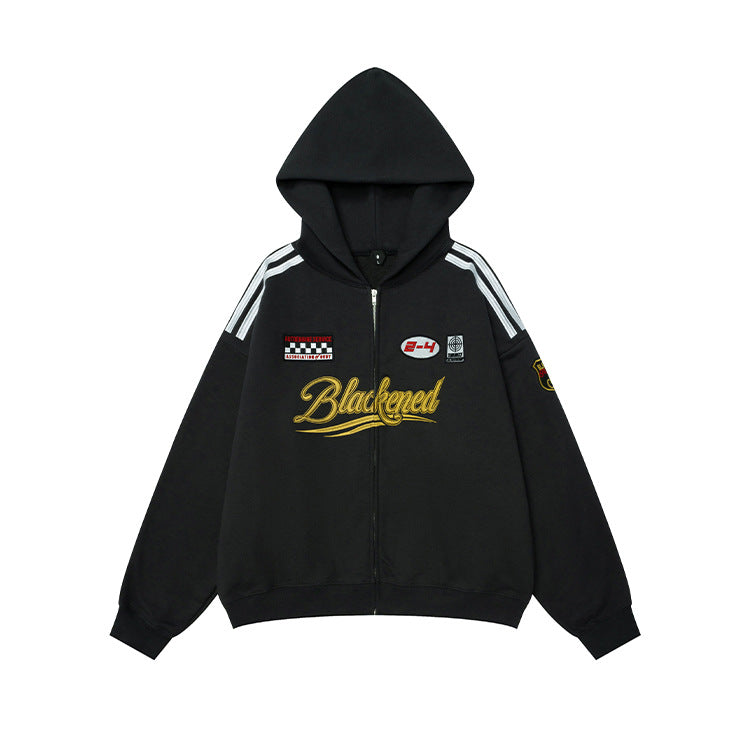 # OVDY original American top men's autumn and winter couple wear fashion brand fleece-lined hooded zipper sweatshirt coat men's clothing