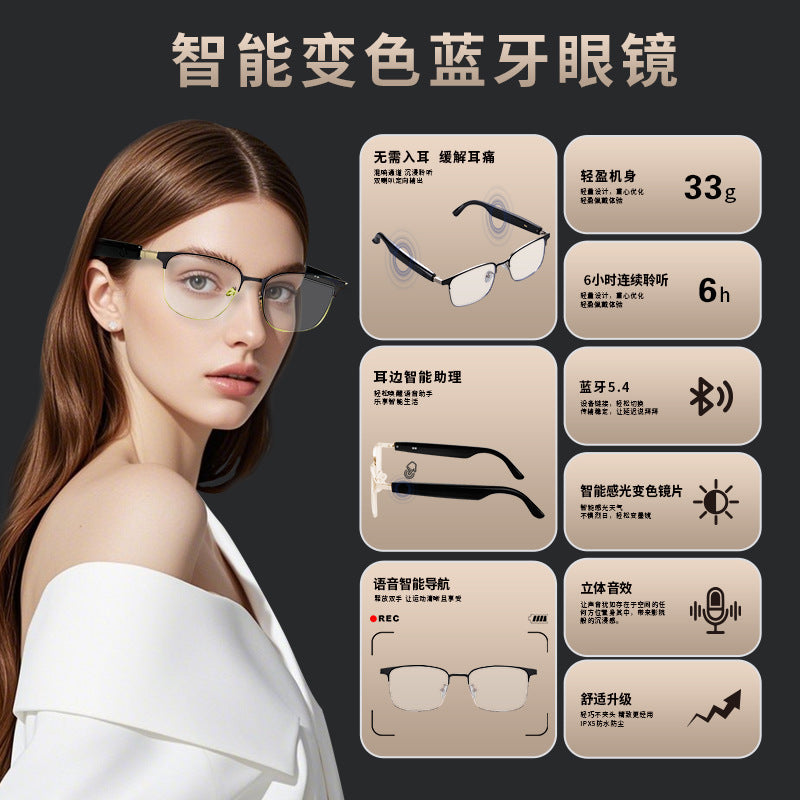 GS06 Smart Bluetooth Glasses – Calling, Light-Sensitive Colour-Changing Lenses