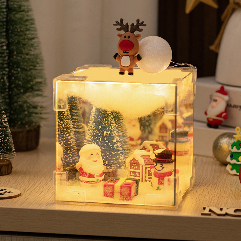 Christmas Cube small night lamp DIY cube Tulip small night lamp DIY handmade cube mirror cartoon cube mirror