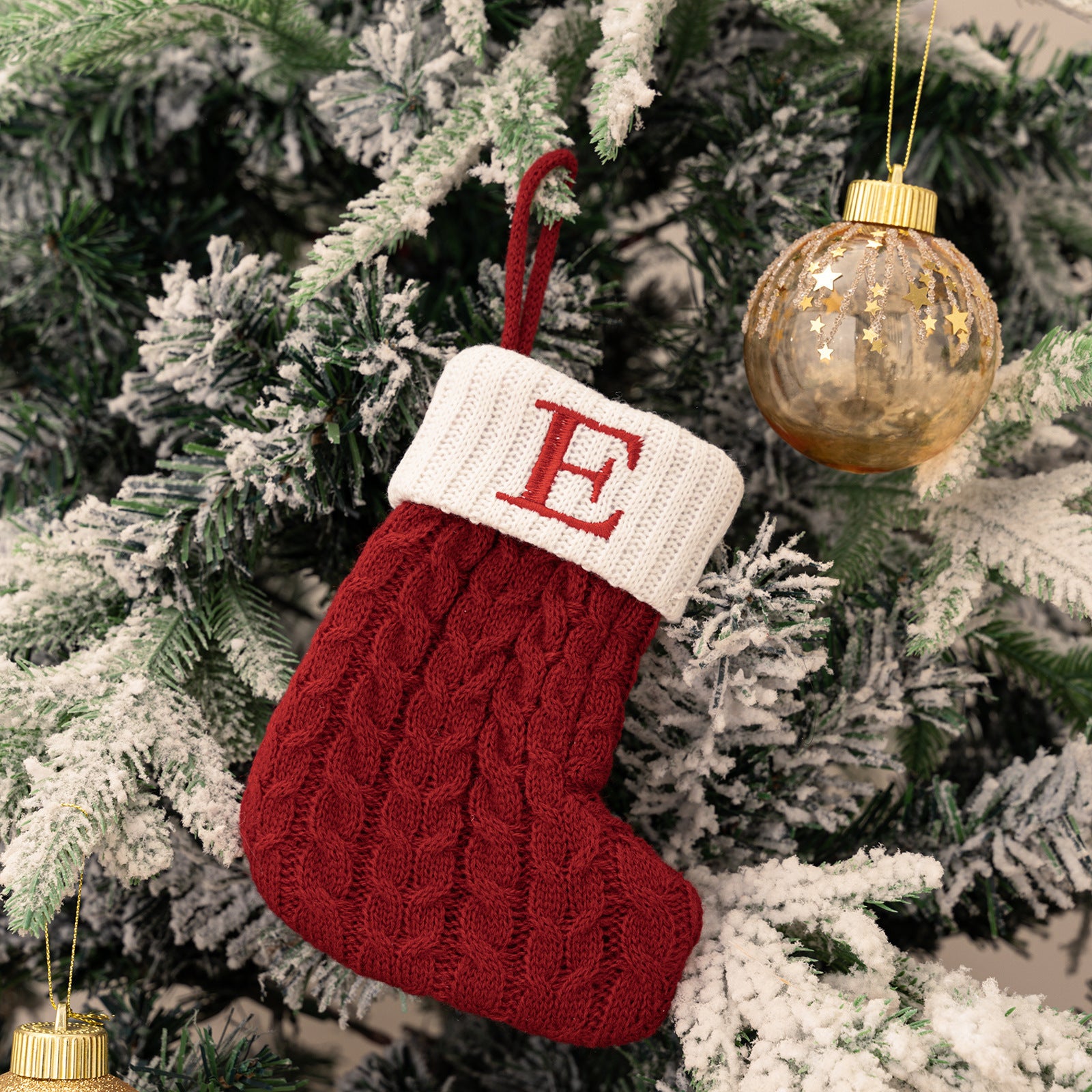 Cross-border cute letters Christmas stockings creative Christmas tree pendant Christmas style wool knitted socks decoration props