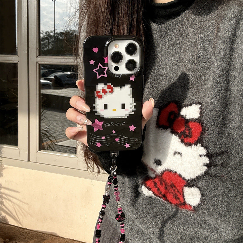 XINGX mosaic kitty suitable for iPhone16 Apple 15ProMax/14 phone case 13 chain girl's heart
