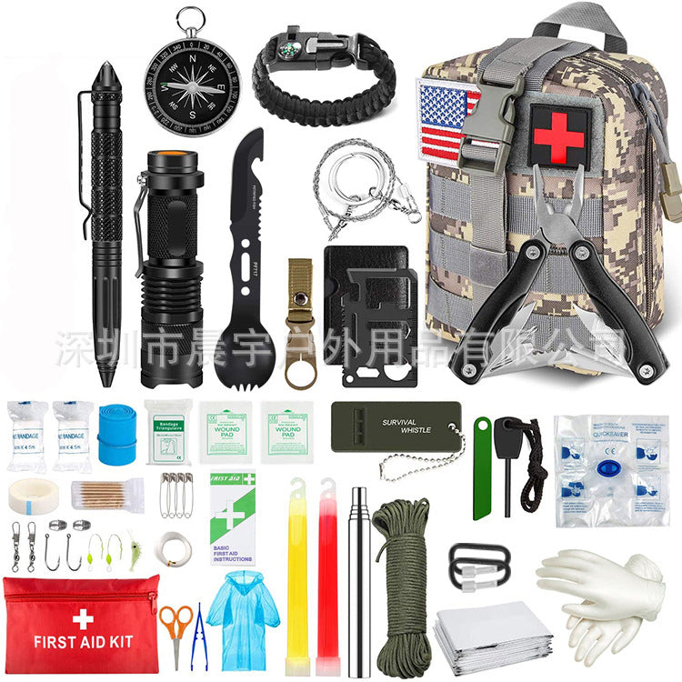 Outdoor camping camping multi-function tool Amazon wild survival equipment self-defense travel supplies suit