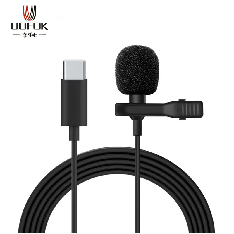 Wired capacitor typec live broadcast chicken Karaoke interview recording microphone computer recording noise reduction lavalier microphone