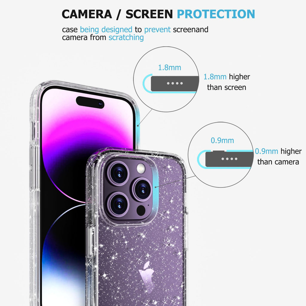 Defender applicable iPhone15promax transparent glitter phone case mobile phone shell for iPhone phone case drop-resistant hard case 15