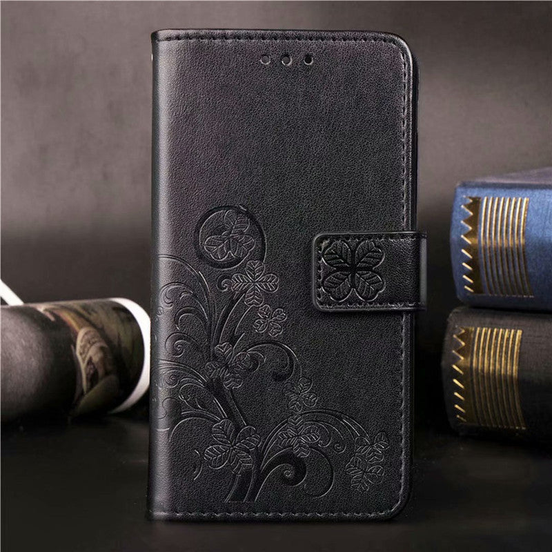 Foreign trade applicable to Google pixel 3 4 3a 4a xl lucky four-leaf clover flip wallet lanyard leather case
