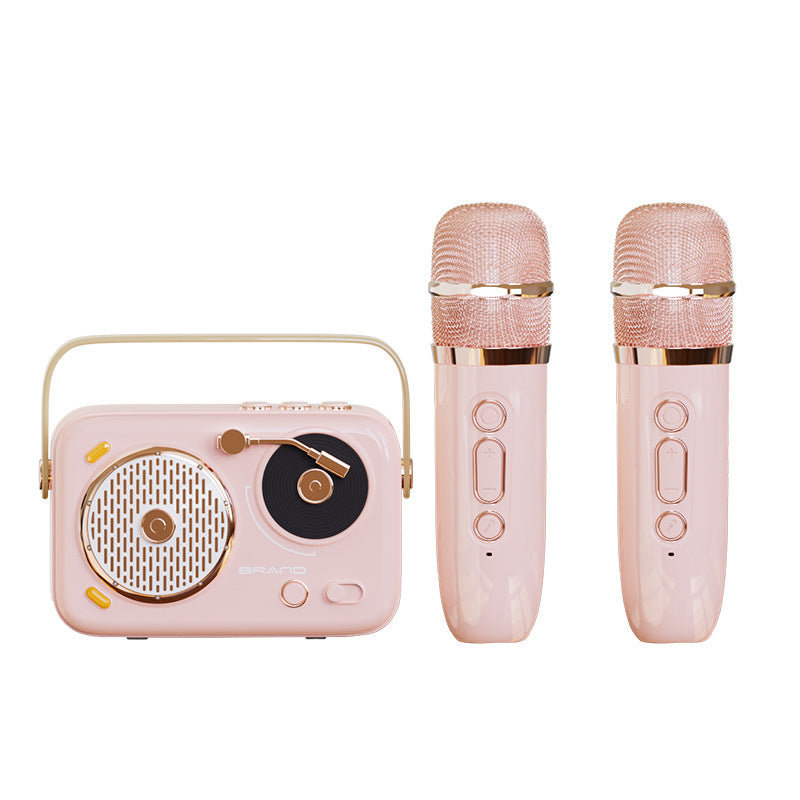 Retro Bluetooth Speaker singing audio all-in-one microphone karaoke EXTRA BASS Wireless microphone artifact Outdoor