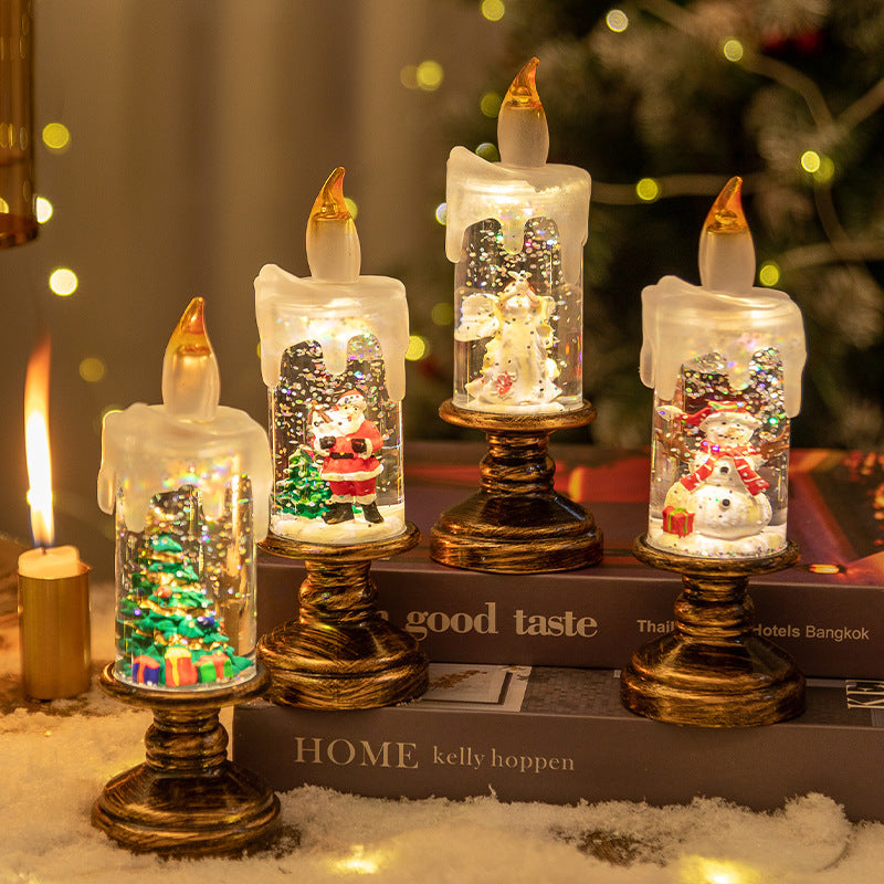 Cross-border new arrival Christmas decorations candle light snow snowflake lights Christmas crystal ball lamp creative Christmas gifts