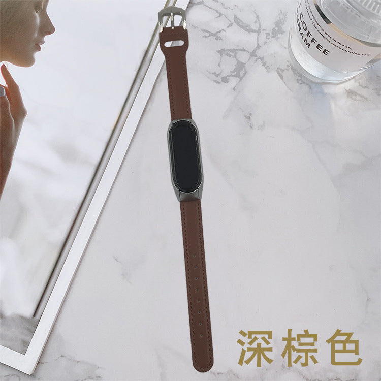 New applicable mi bracelet 5/6 7 case universal leather pure color all-matching fashion men and women bracelet watch strap