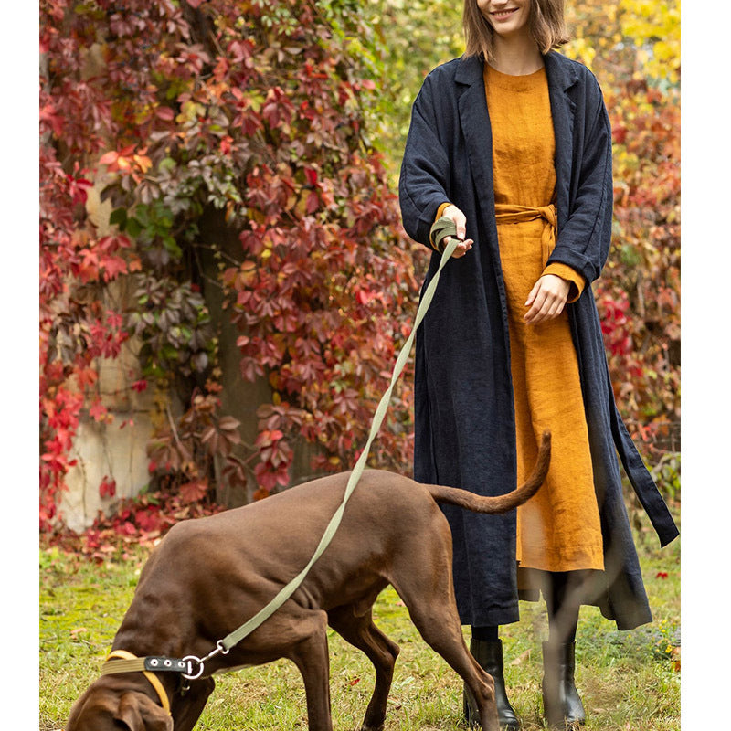 High class elegant pure Ramie coat 25 autumn women's overcoat slim slimming mid-length cotton linen niche trench coat