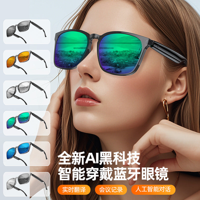 ai simultaneous translation sunglasses wireless call music Smart Bluetooth glasses multi-language translation Universal