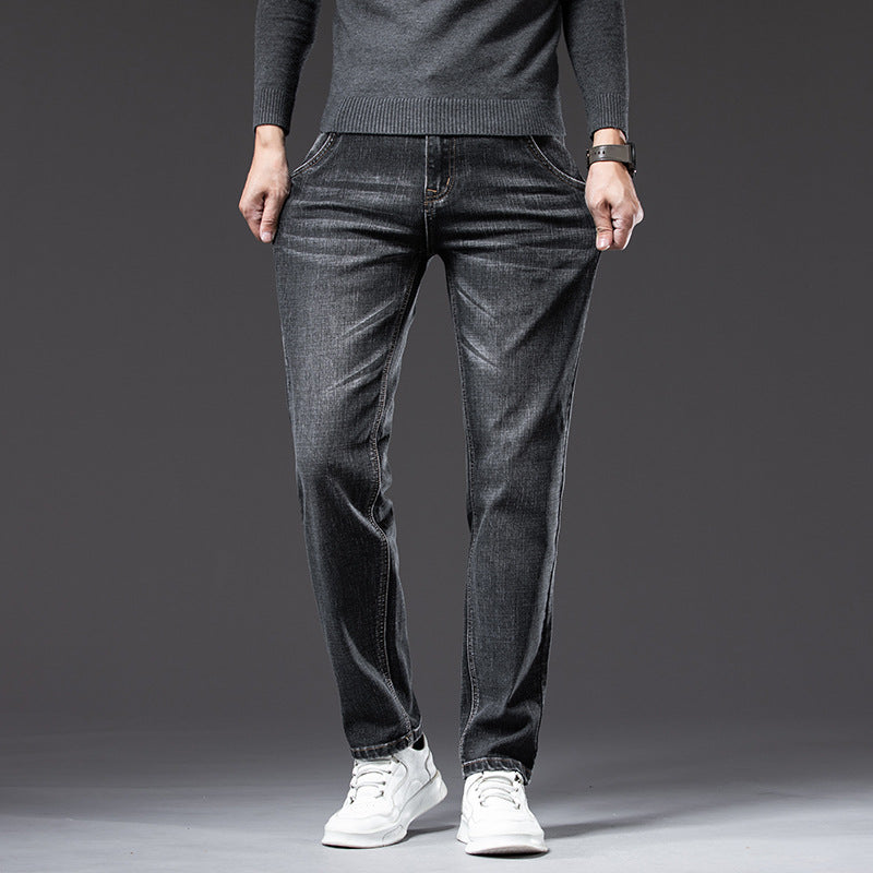New summer thin stretch men's jeans slim fit business men's jeans men small straight pants
